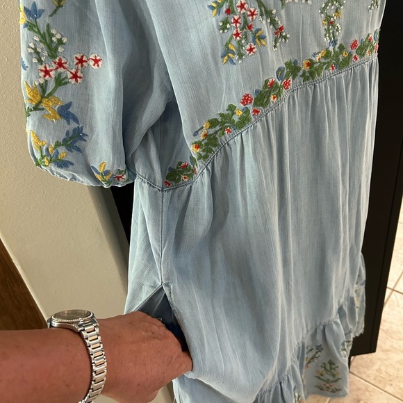 Reba Embroidered Blue Dress - Picture 4 of 8